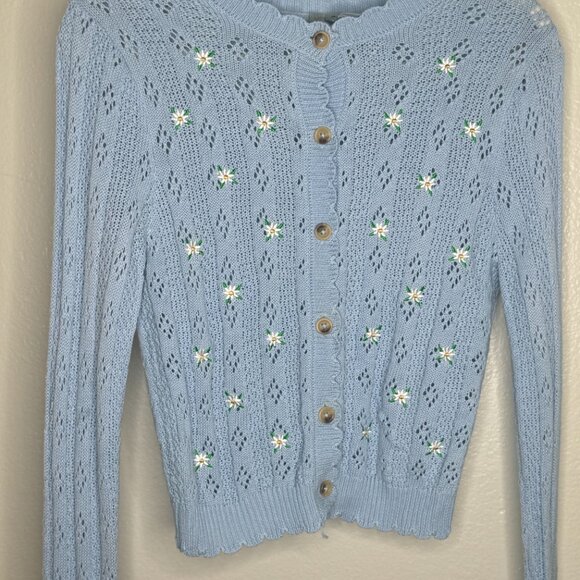 Urban Outfitters Embroidered Cardigan in light blue, great condition - Picture 3 of 6